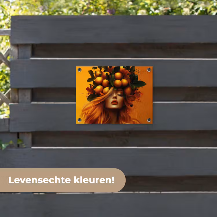 Tuinposter - Vrouw - Citroenen - Bloesem - Geel — 6