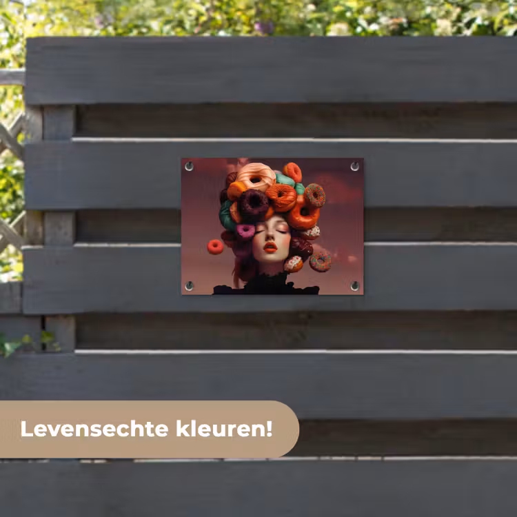 Tuinposter - Vrouw - Donuts - Kleurrijk — 6
