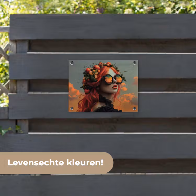 Tuinposter - Vrouw - Kroon - Tomaat - Bascilicum - Zonnebril — 6
