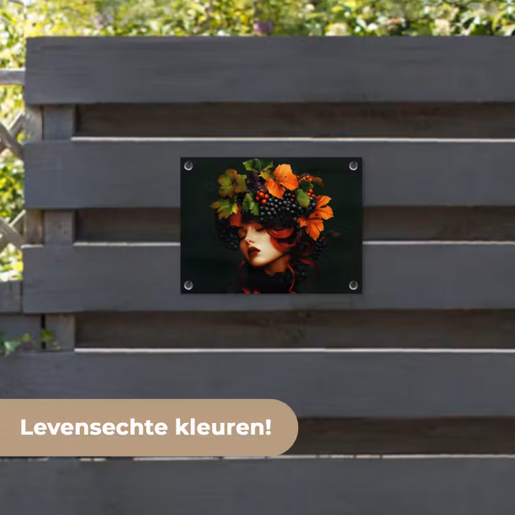 Tuinposter - Vrouw - Rood - Groen - Druiven — 6