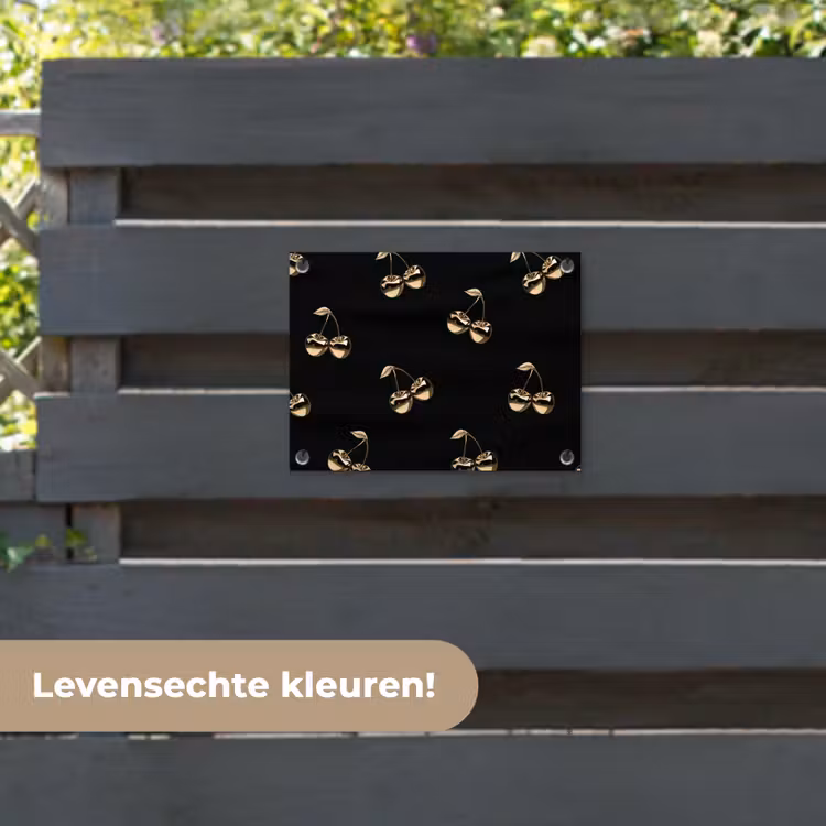 Tuinposter - Patroon - Kersen - Goud - Chrome — 6