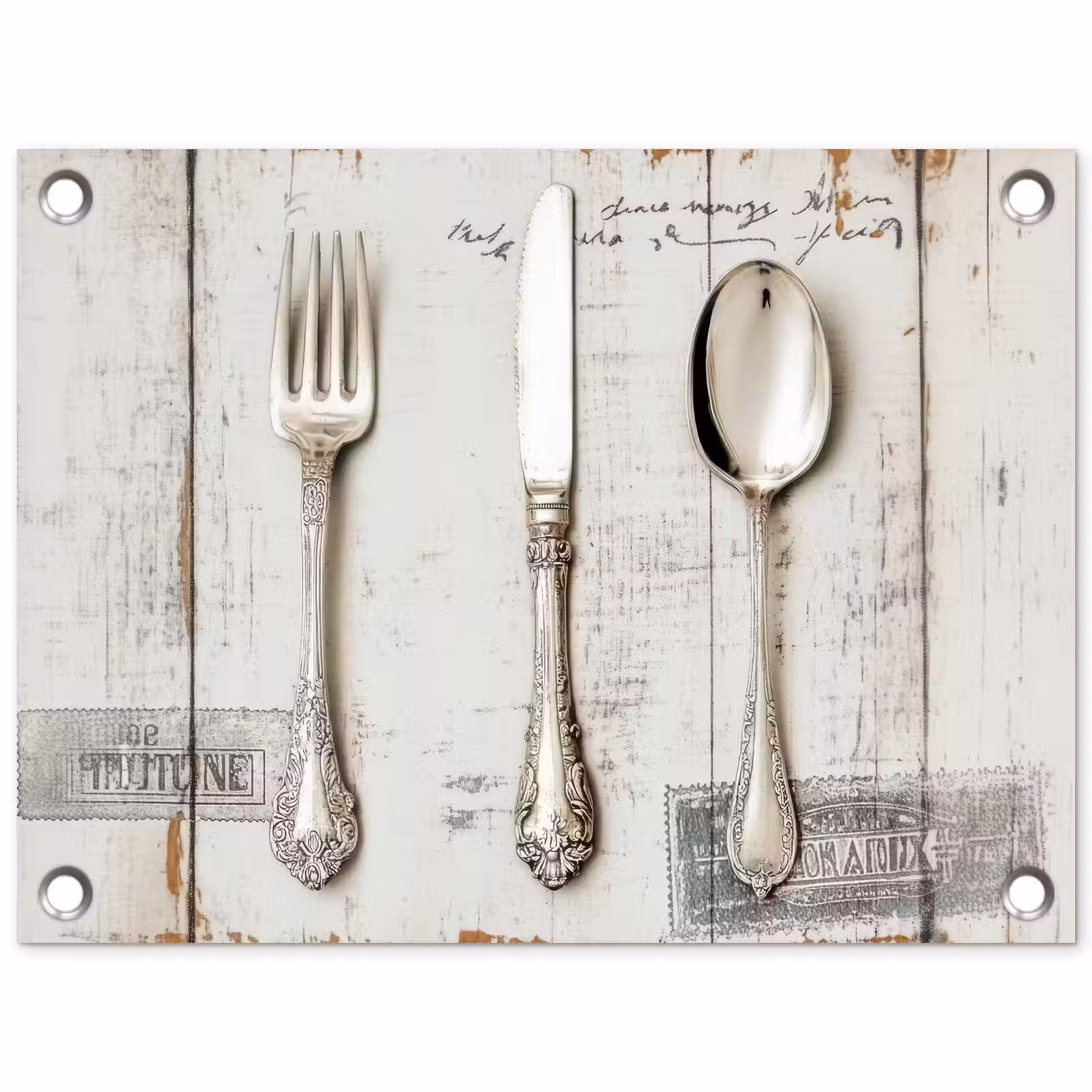 Tuinposter - Zilver - Bestek - Hout — 1