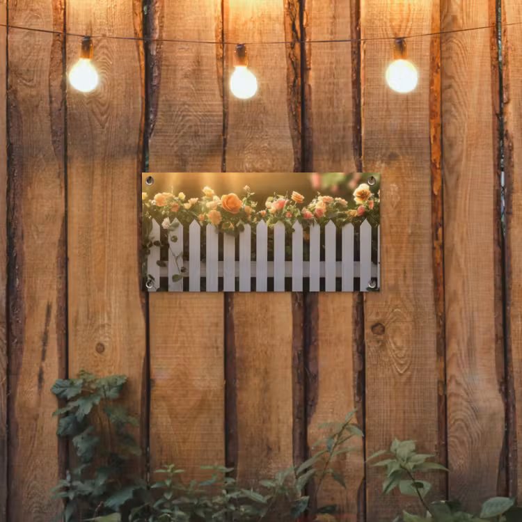 Tuinposter - Rozen - Hek - Zonlicht — 3