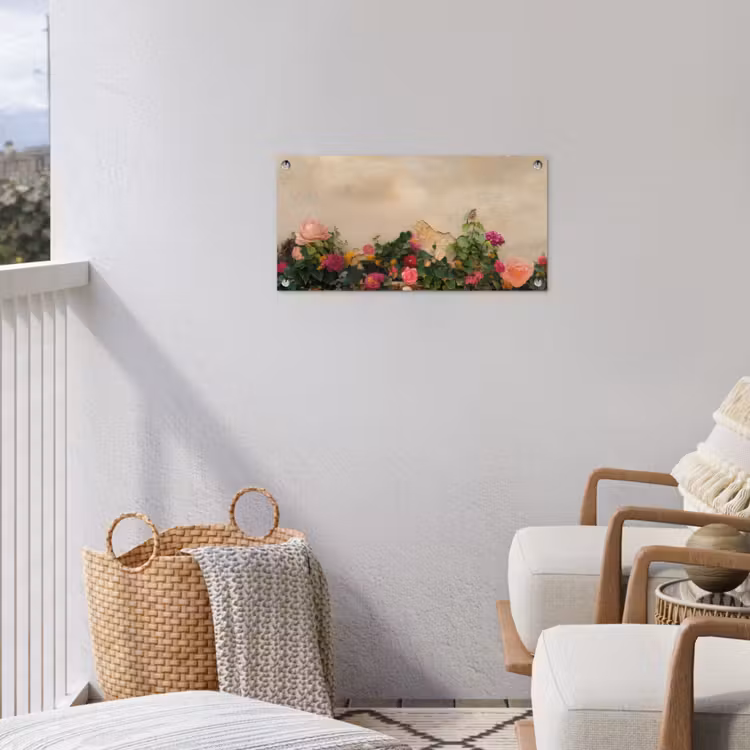 Tuinposter - Rozen - Muur - Vintage — 5
