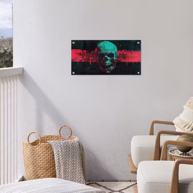 Tuinposter - Schedel - Cyberpunk - Neon Rood — 5