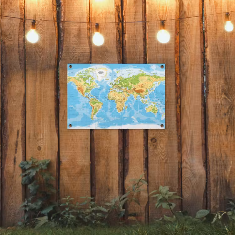 Tuinposter - Wereldkaart - Staatkundig - Blauw - Aarde - Educatief — 3