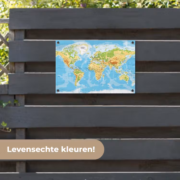 Tuinposter - Wereldkaart - Staatkundig - Blauw - Aarde - Educatief — 6
