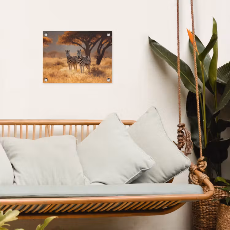 Tuinposter - Zebra's - Savannelandschap - Gras — 4