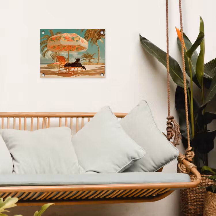 Tuinposter - Panter - Zwart - Strand - Parasol — 4