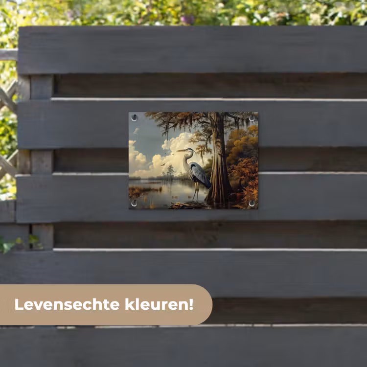 Tuinposter - Reiger - Blauw - Meer - Boom — 6