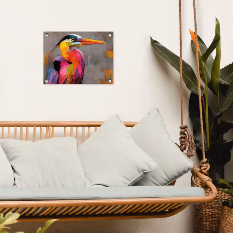 Tuinposter - Reiger - Snavel - Schilderij - Roze — 4
