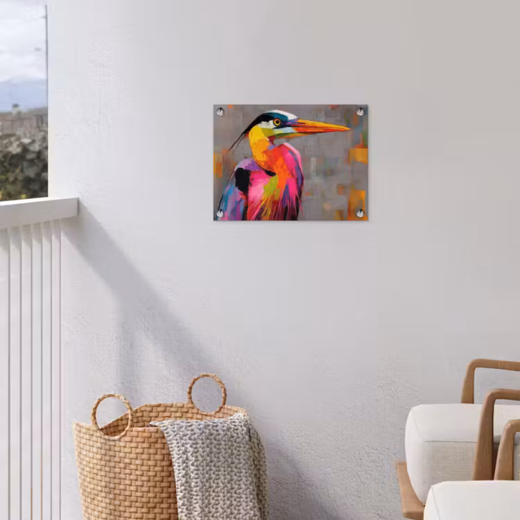 Tuinposter - Reiger - Snavel - Schilderij - Roze — 5