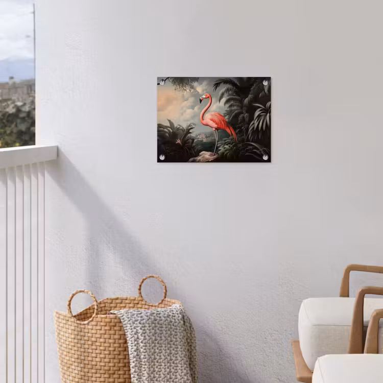Tuinposter - Tropisch - Flamingo - Roze - Bladeren — 5