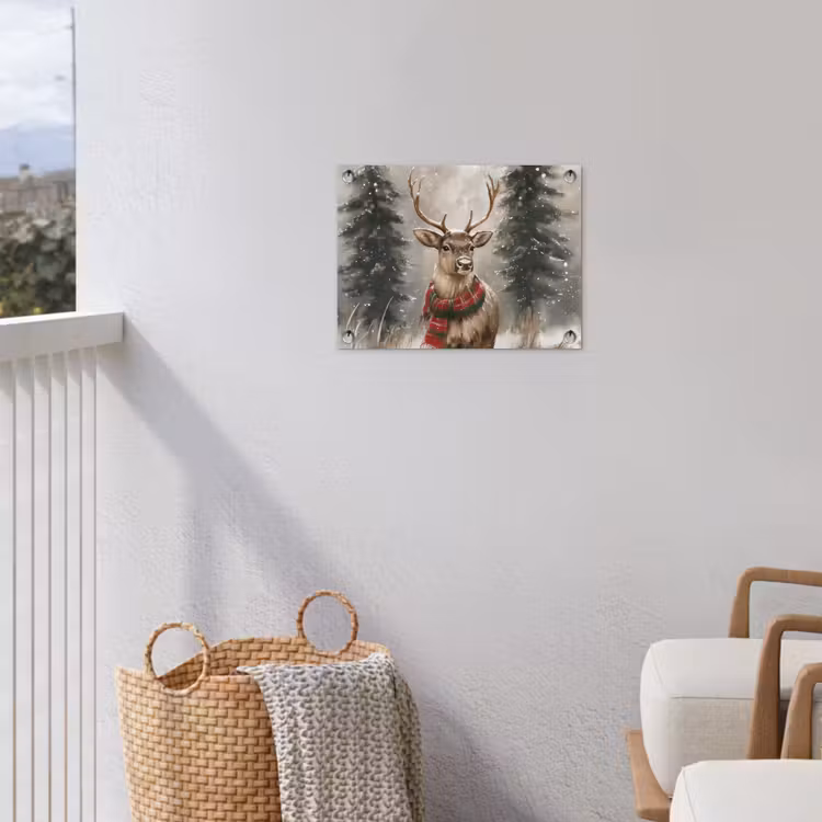 Tuinposter - Winter - Bos - Rendier - Donker — 5