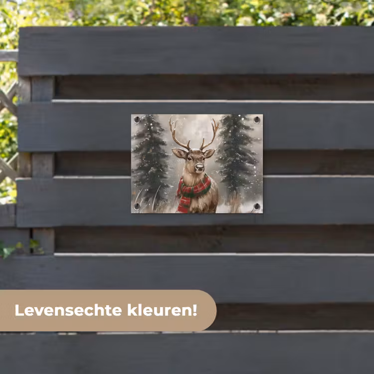 Tuinposter - Winter - Bos - Rendier - Donker — 6