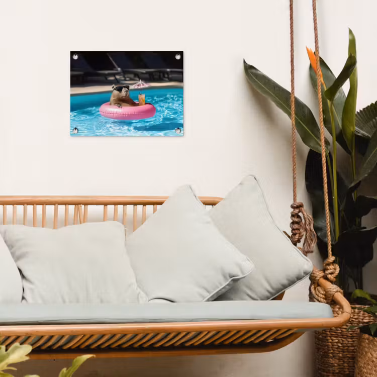 Tuinposter - Zwemband - Capibara - Zonnebril - Water — 4