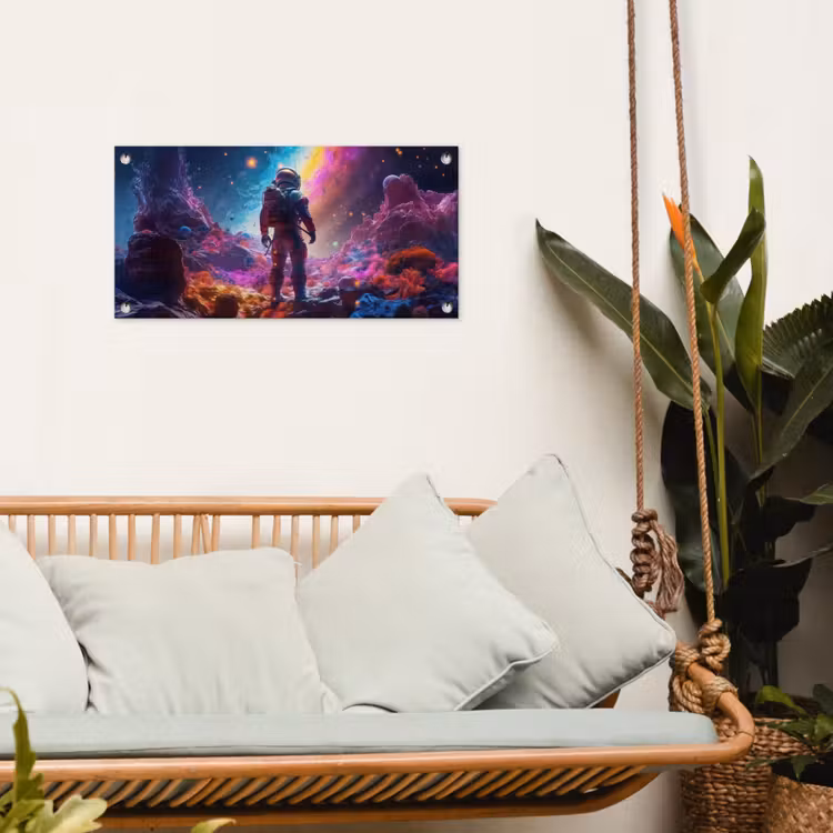 Tuinposter - Ruimte - Astronaut - Neon - Sterren — 4