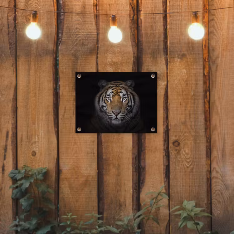Tuinposter - Tijger - Wilde dieren - Portret - Zwart - Dieren — 2