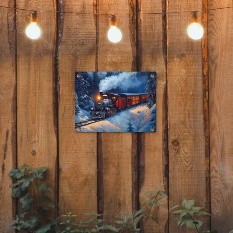 Tuinposter - Trein - Kerst - Sneeuw - Kersttrein — 3