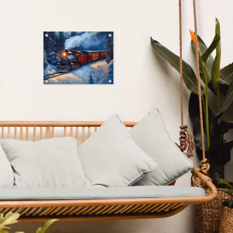 Tuinposter - Trein - Kerst - Sneeuw - Kersttrein — 4