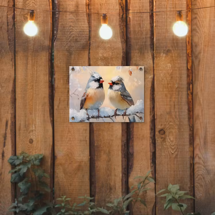 Tuinposter - Vogels - Tak - Winter - Sneeuw — 2