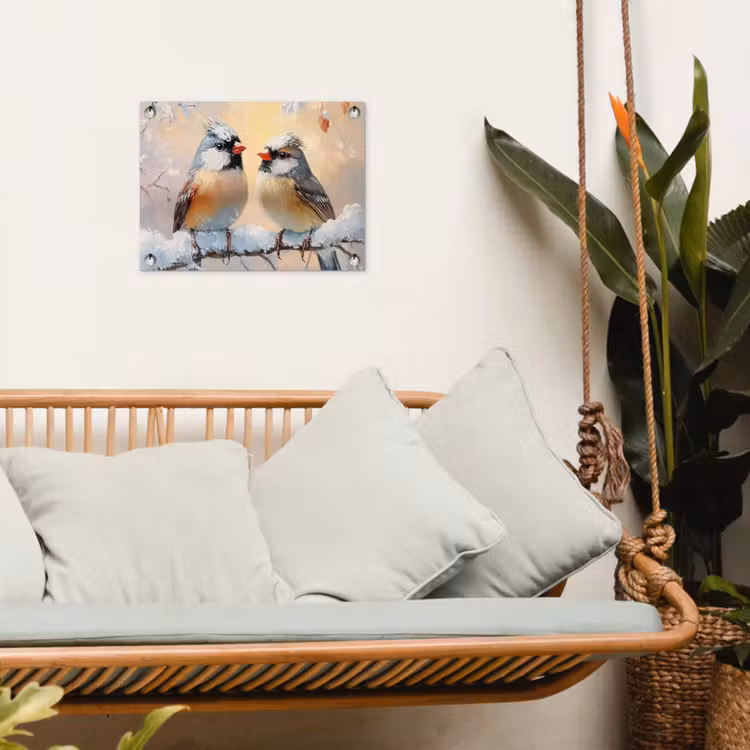Tuinposter - Vogels - Tak - Winter - Sneeuw — 4