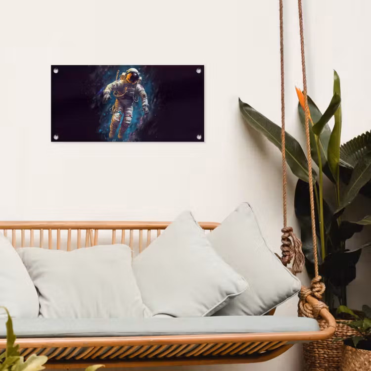 Tuinposter - Ruimte - Neon - Astronaut - Sterren — 4