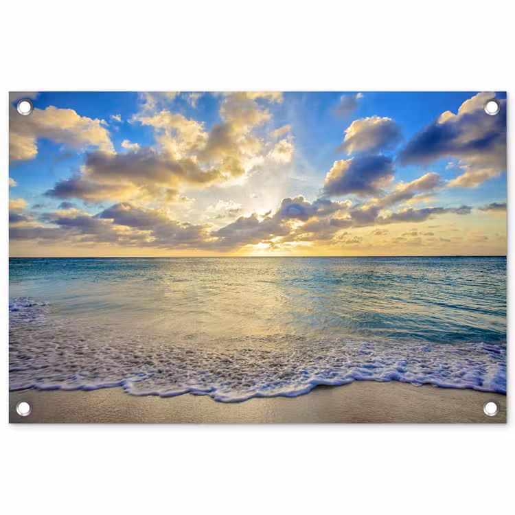 Tuinposter - Zee - Strand - Wolken - Zon — 1