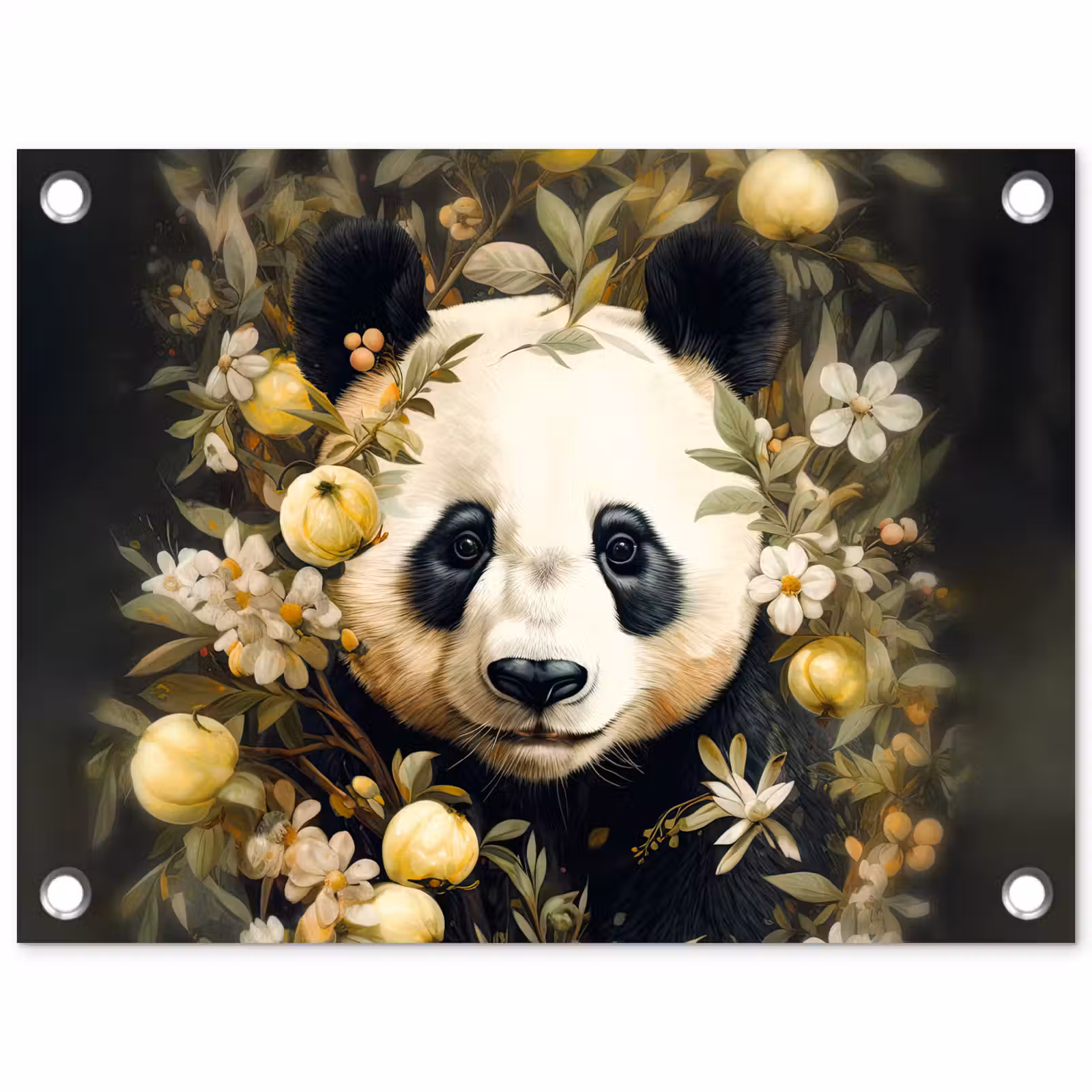 Tuinposter - Panda - Pandabeer - Wilde dieren - Natuur - Bloemen — 1