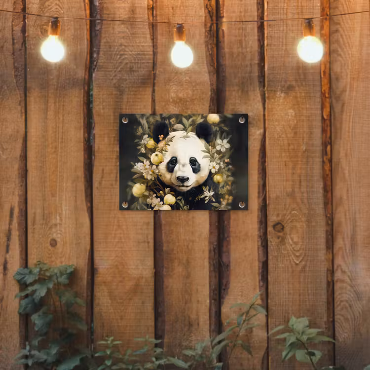 Tuinposter - Panda - Pandabeer - Wilde dieren - Natuur - Bloemen — 3