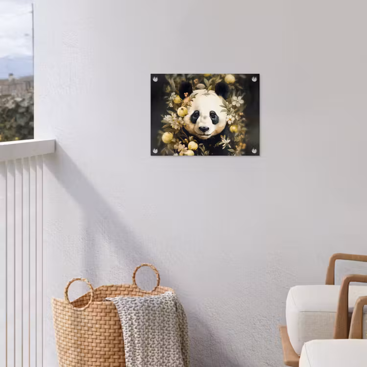 Tuinposter - Panda - Pandabeer - Wilde dieren - Natuur - Bloemen — 5