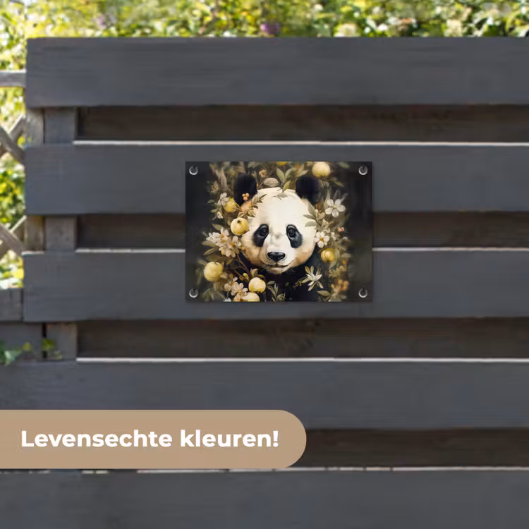 Tuinposter - Panda - Pandabeer - Wilde dieren - Natuur - Bloemen — 6