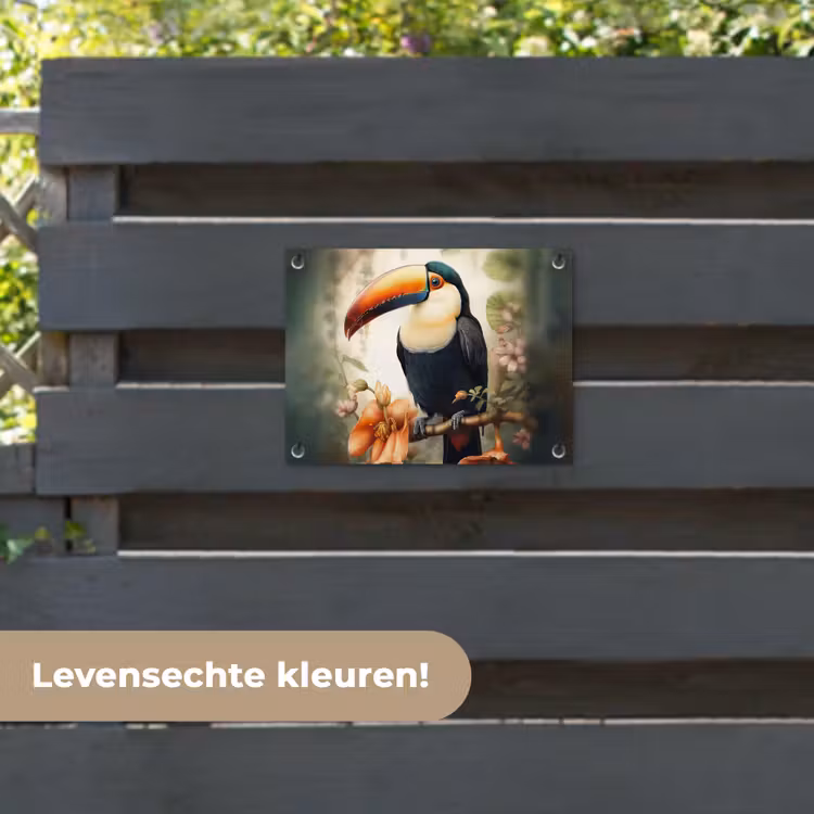 Tuinposter - Toekan - Vogel - Bloemen - Planten — 6