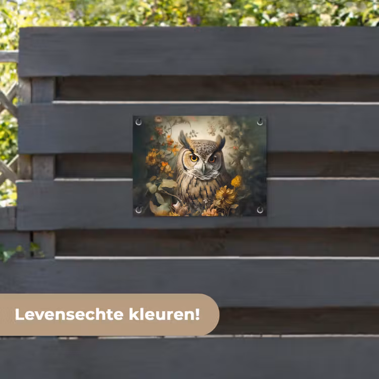 Tuinposter - Uil - Vogels - Bloemen - Natuur — 6