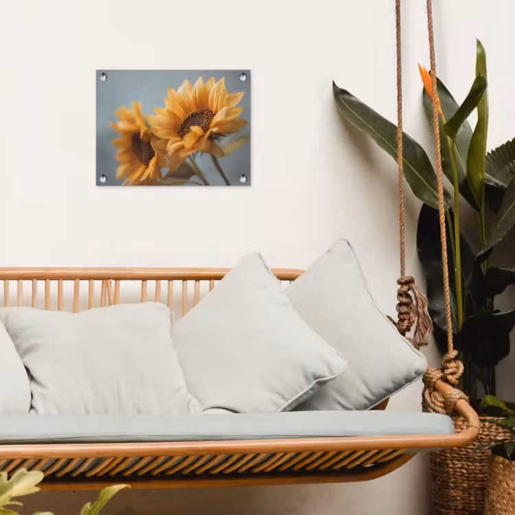 Tuinposter - Zonnebloemen - Geel - Wazig — 4