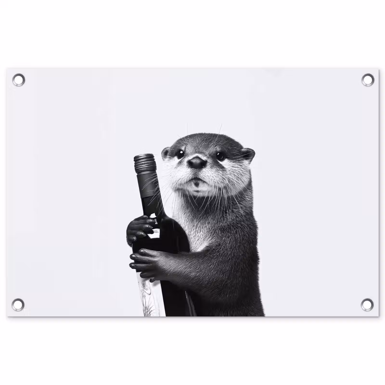 Tuinposter - Wijnfles - Otter - Zwart — 1