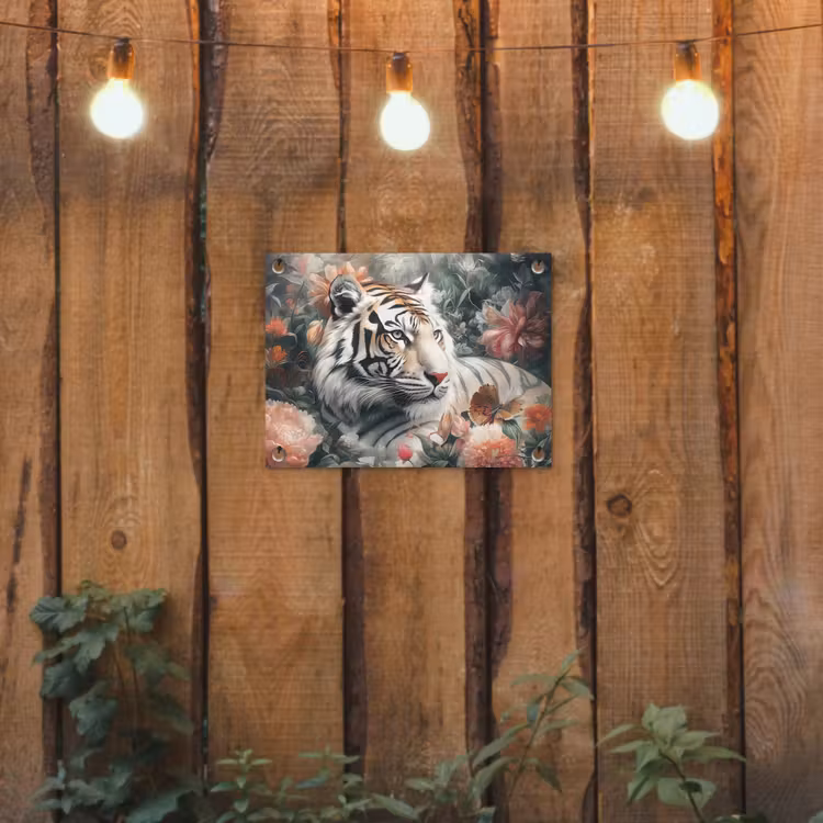 Tuinposter - Tijger - Wilde dieren - Bloemen - Jungle — 2