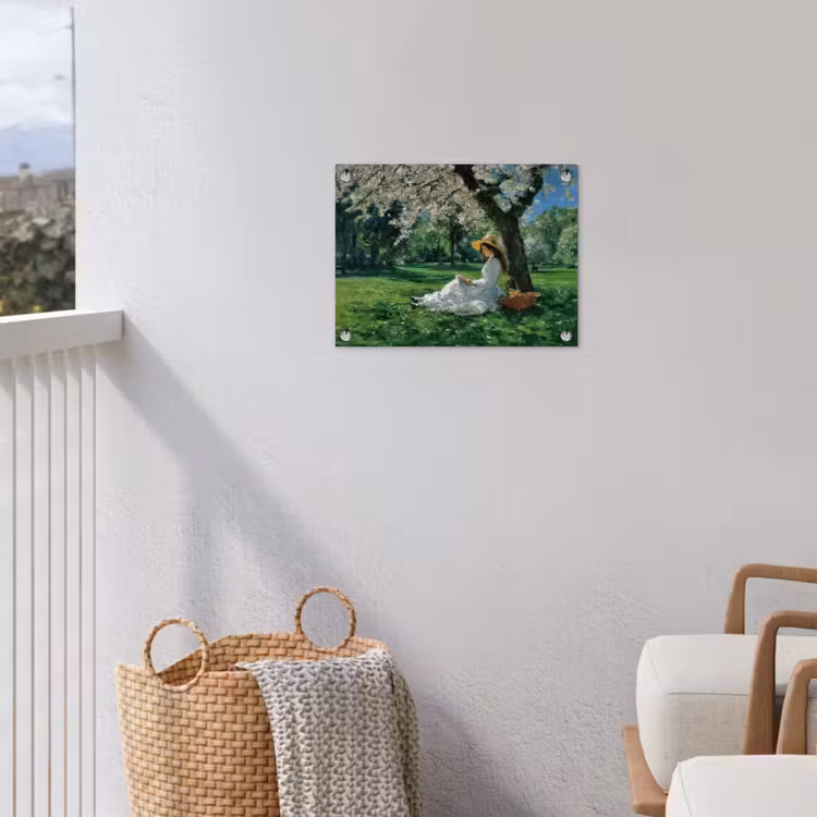 Tuinposter - Vrouw - Boom - Boek - Mandje — 5