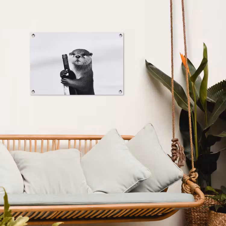 Tuinposter - Wijnfles - Otter - Zwart — 4