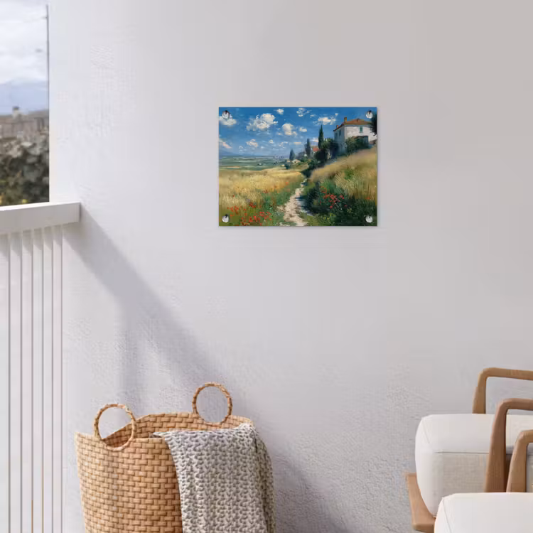 Tuinposter - Zandpad - Huis - Bomen - Grasveld — 5