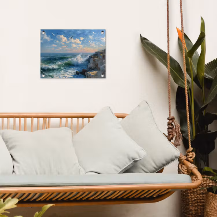 Tuinposter - Zee - Golven - Rotsen - Meeuwen — 4