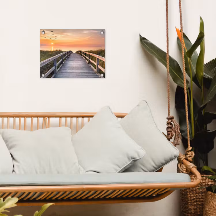 Tuinposter - Zonsonderang - Zee - Pad - Gras - Duin - Vogels — 4