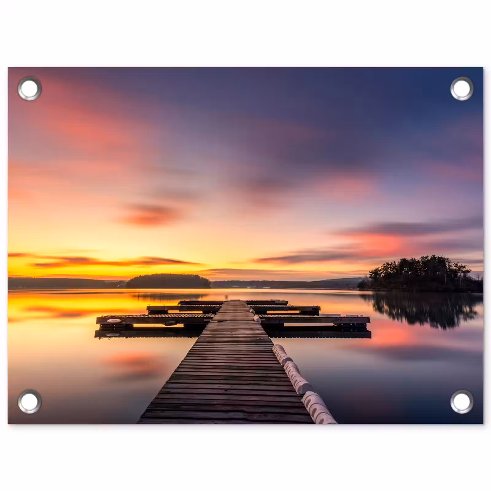 Tuinposter - Steiger - Zonsondergang - Water - Zee - Reflectie — 1
