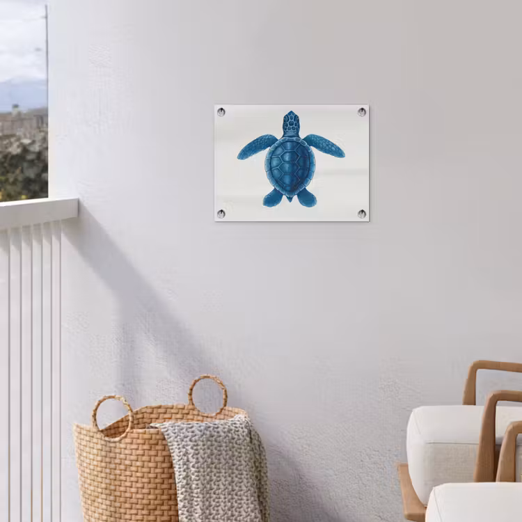 Tuinposter - Schildpad - Blauw - Schild — 5