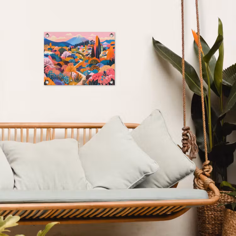 Tuinposter - Witte bergtop - Modern - Kleurrijk — 4