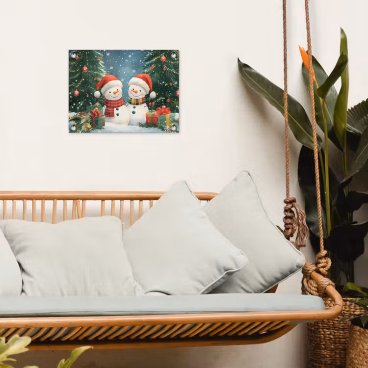Tuinposter - Sneeuwpop - Kerstsneeuw - Groen - Rood — 4