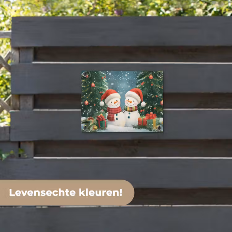 Tuinposter - Sneeuwpop - Kerstsneeuw - Groen - Rood — 6