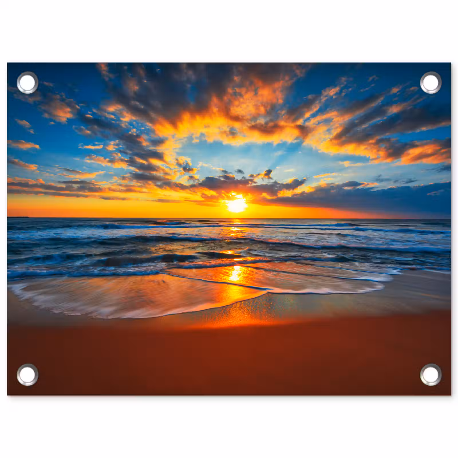 Tuinposter - Zee - Zonsondergang - Strand - Wolken - Oranje — 1