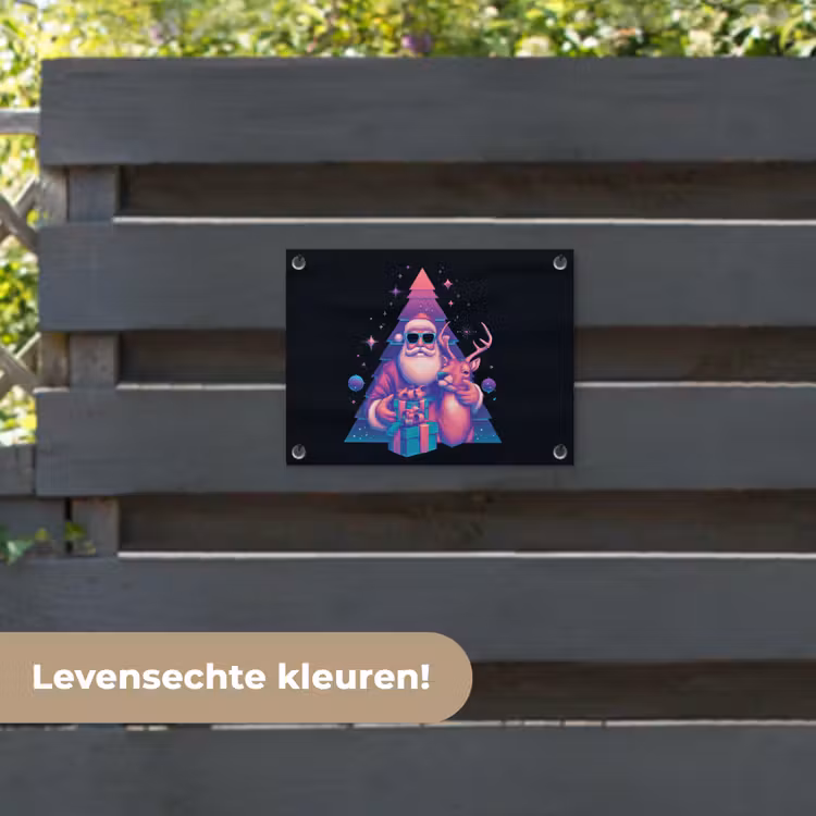 Tuinposter - Retro - Kerstman - Rendieren - Kerstboom — 6