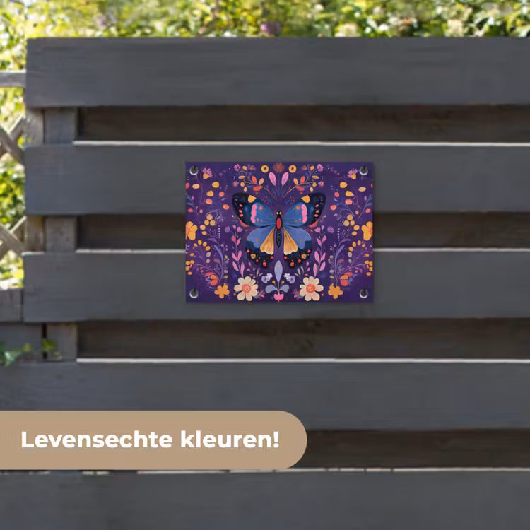 Tuinposter - Sierlijk - Bloemen - Vlinder - Paars — 6